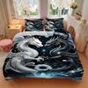 3PCs Mythical Dragons Design Cover Set, Breathable Fabric, Machine Washable (1 Duvet Cover + 2 Pillowcases) (Without Quilt) yy250911130