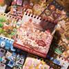 1book/50pcs Vintage Spiral-Bound Sticker Book, Japanese Vintage Die-Cuts, DIY Journal Collage Supplies