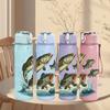 1PC Jumping Trout Fish Water Splash Print 750ml Color Plastic Sports Water Bottle Leakproof Flip Straw Lid Suitable for Sports Office Home Use