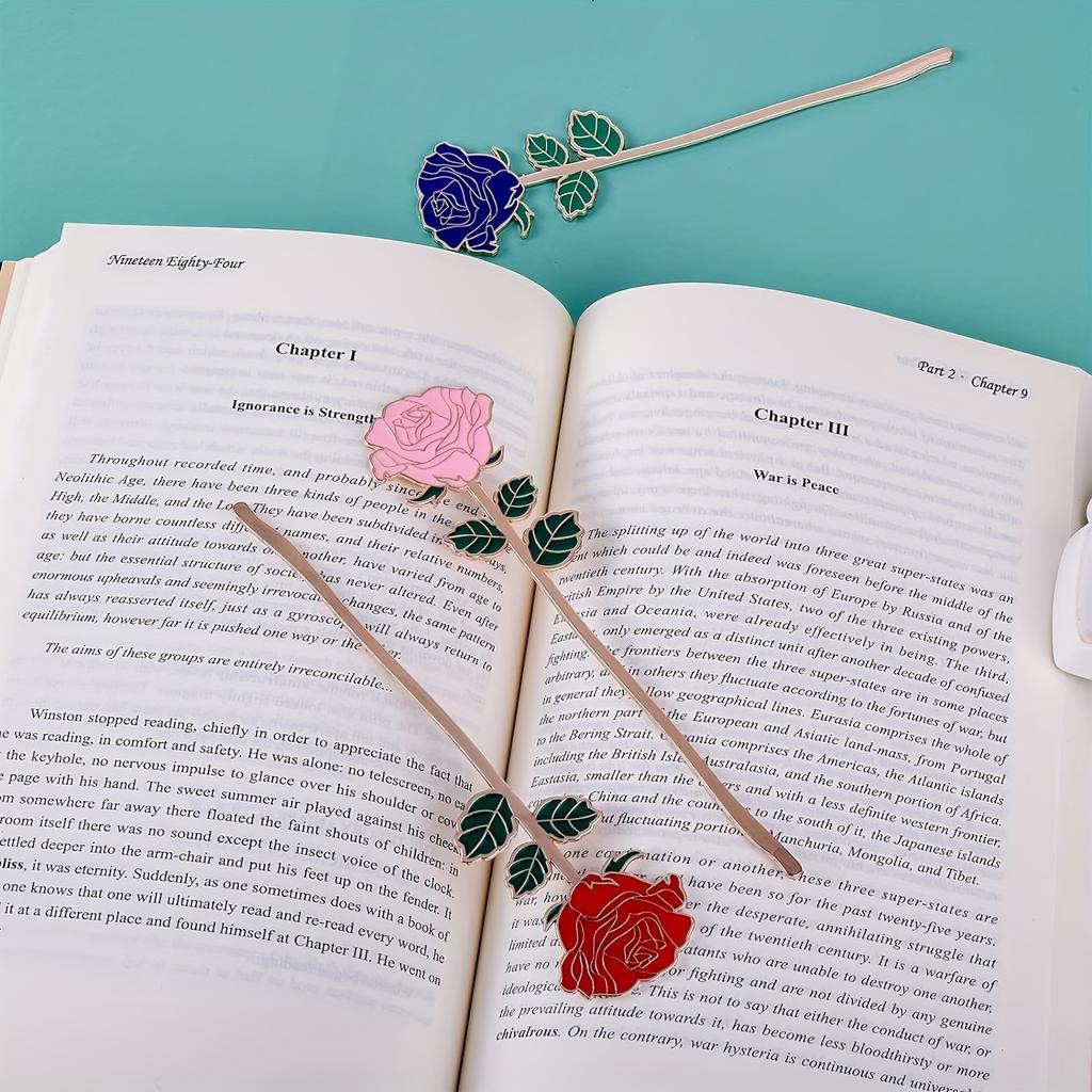 Exquisite Metal Rose Bookmark Keeps Your Book In Style Thoughtful Gift for Friends, Versatile Home School Office Accessor