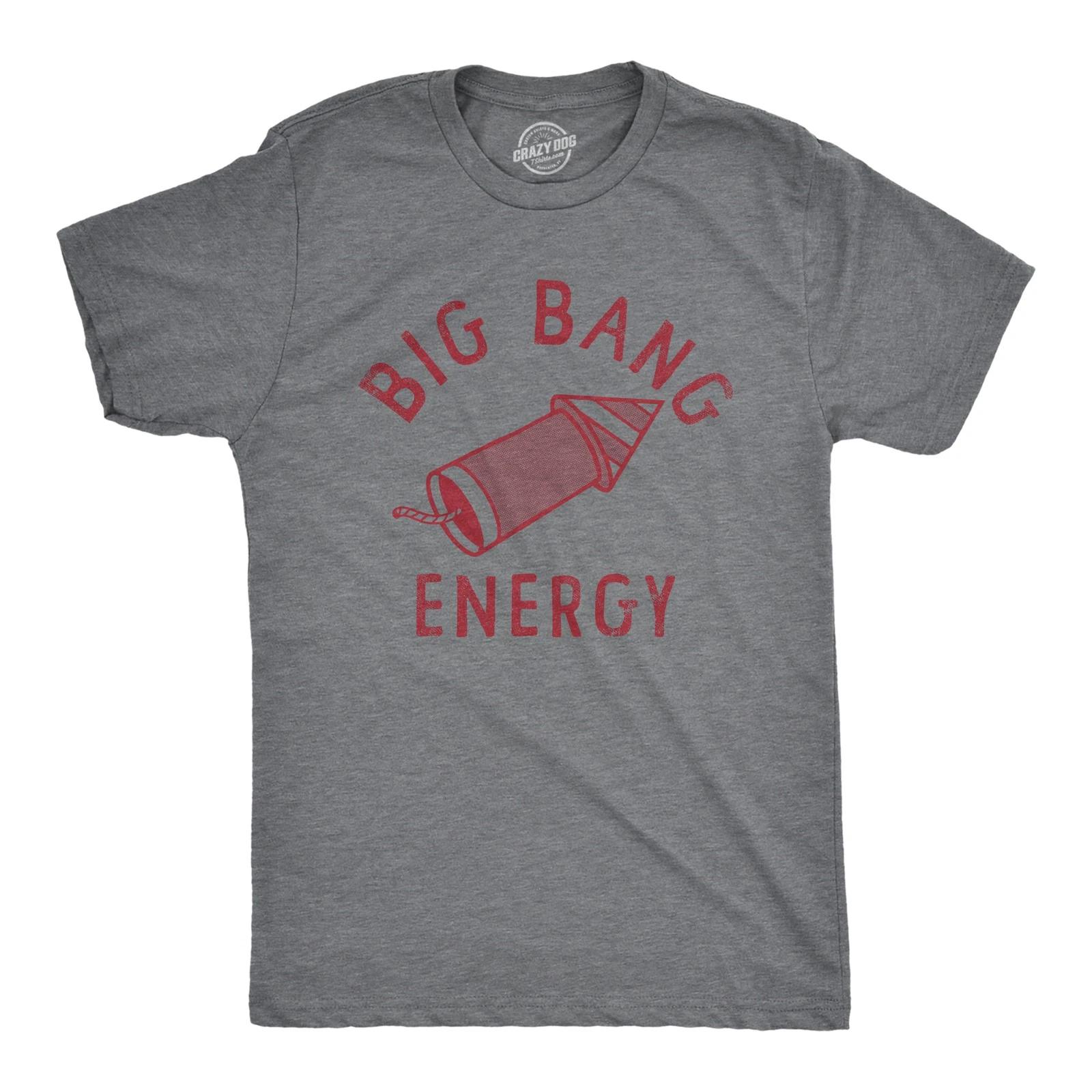 Mens Big Bang Energry T Shirt Funny Fourth Of July Fireworks Exploding Rocket L