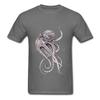 Retro Black T-shirt Men Elegant Octopus Print T Shirt Steampunk Tops Tees Personalized Short Sleeve TShirt Father Day Gift Cloth