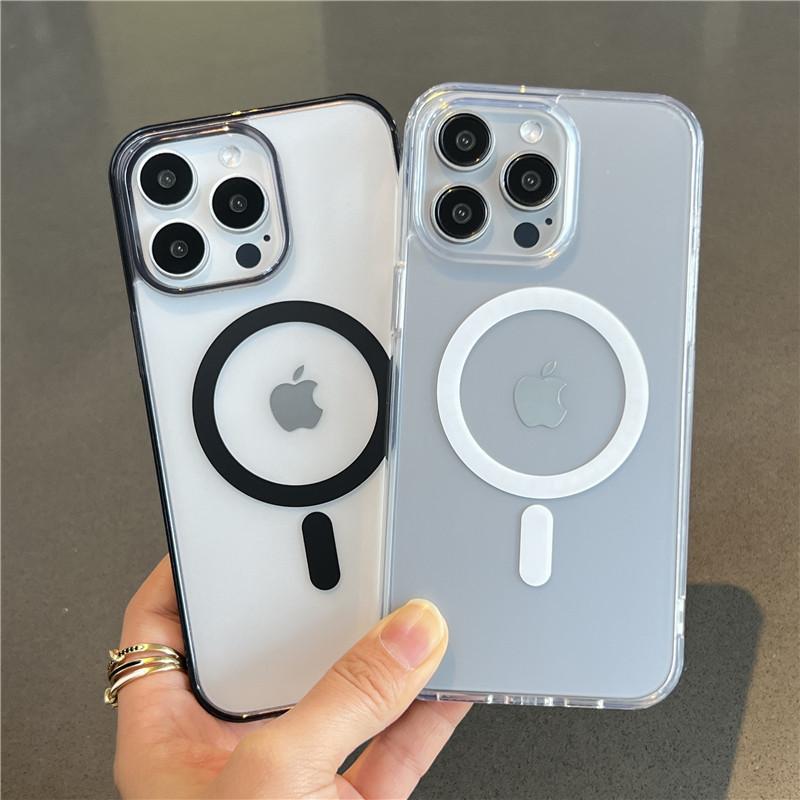 Luxury Magsafe Wireless Charge Matte Translucent Case For iPhone 15 14 13 12 11 Pro Max Plus Mini Magnetic Soft Bumper Cover