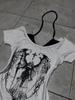 Summer Street Style Dark Print Fake Two-Piece Halter Pullover T-shirt for Women