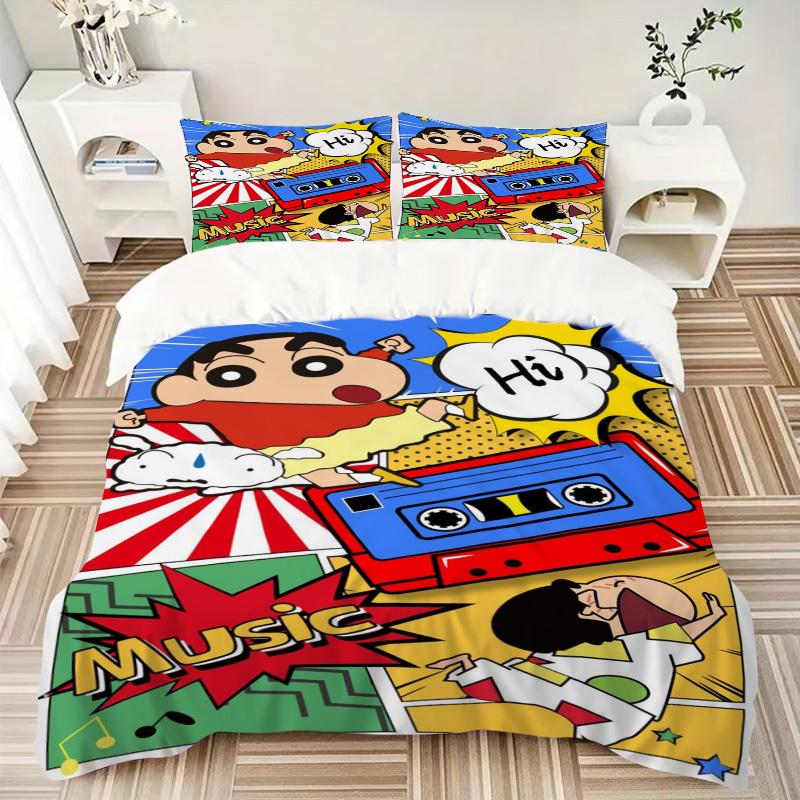 3pcs Crayon Shin-chan Duvet Cover Set, 1 Duvet Cover + 1/2 Pillowcases (No Insert),Bedroom Decor, Allseason Comfort Yy251021292