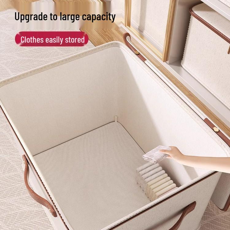 Home Cotton Bedroom Tianshan Linen Storage Box With Lid Toy And Wardrobe Organizer