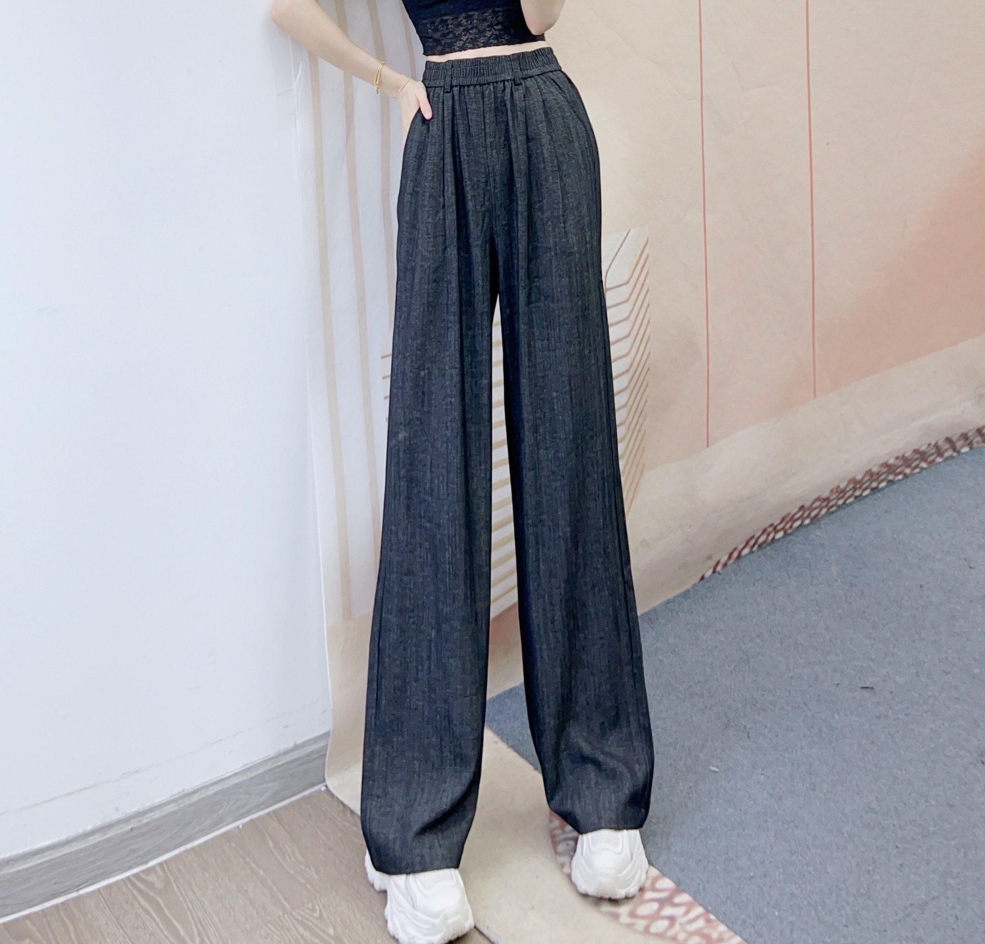 Spring 2026 Casual High-Waisted Wide-Leg Pants - Soft & Versatile Size 21 чёрный