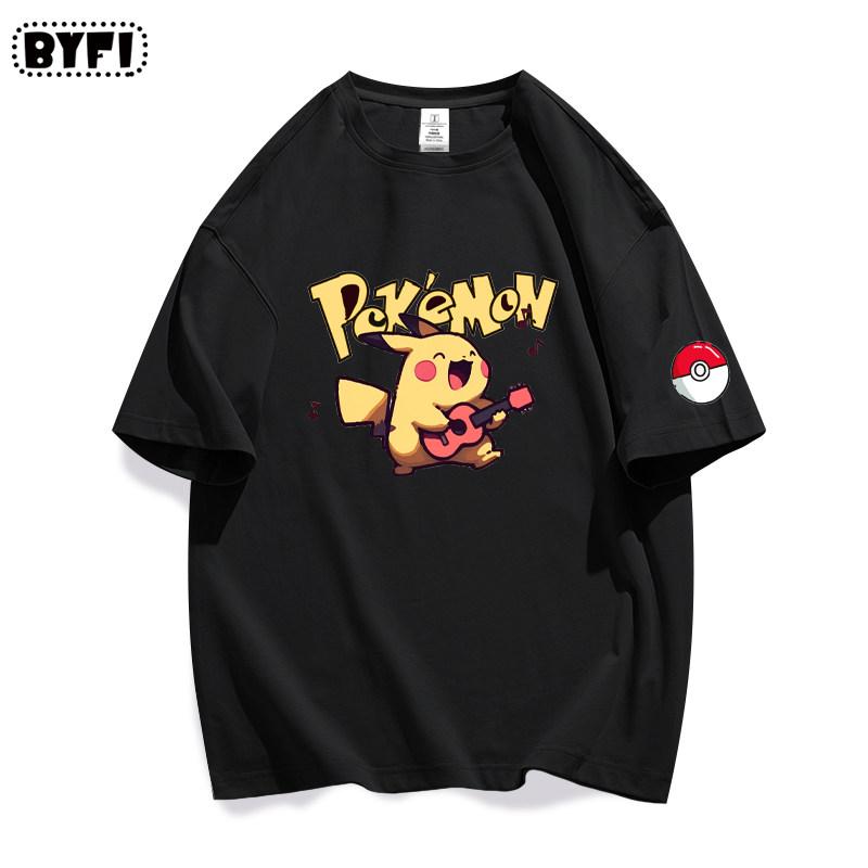 

Singer Pikachu Creative Short Sleeved Tshirt Pok É Mon Peripheral Pok É Mon Pure Cotton Half Sleeved Mens and Womens 4XL