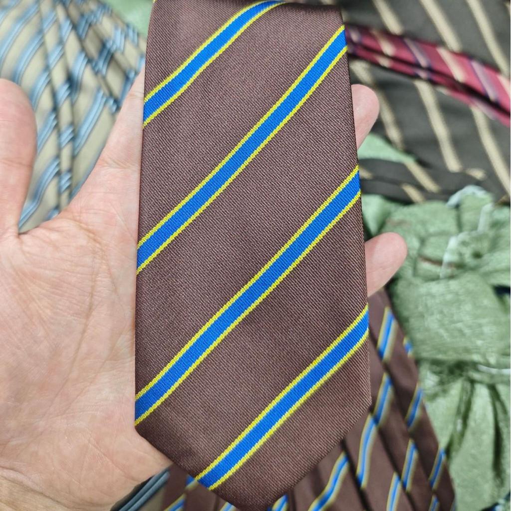 Unisex Japanese Academic Style Striped Tie In Coffee Khaki Brown for Students