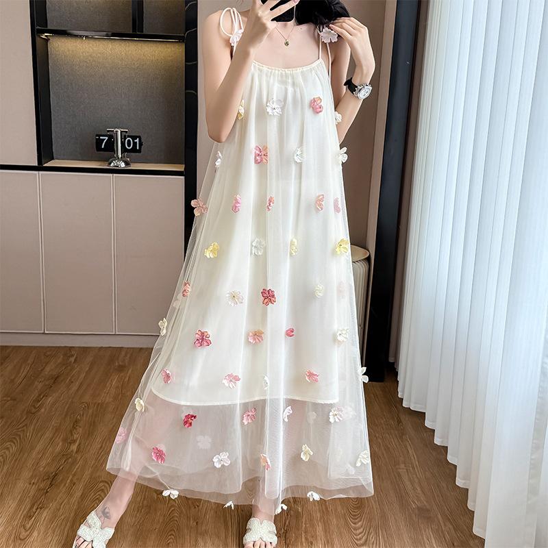 

3D Цветочное вечернее платье на тонких бретелях – Французский дизайн для помолвки или легкой свадьбы Extra Large