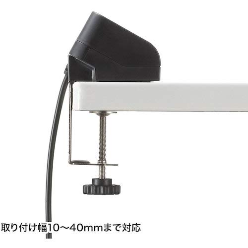 Sanwa Supply USB Charger, Outlet (1 Type-C Port + 3 USB A Ports), Clamp Type, Desk Mountable, Black, ACA-IP51BK