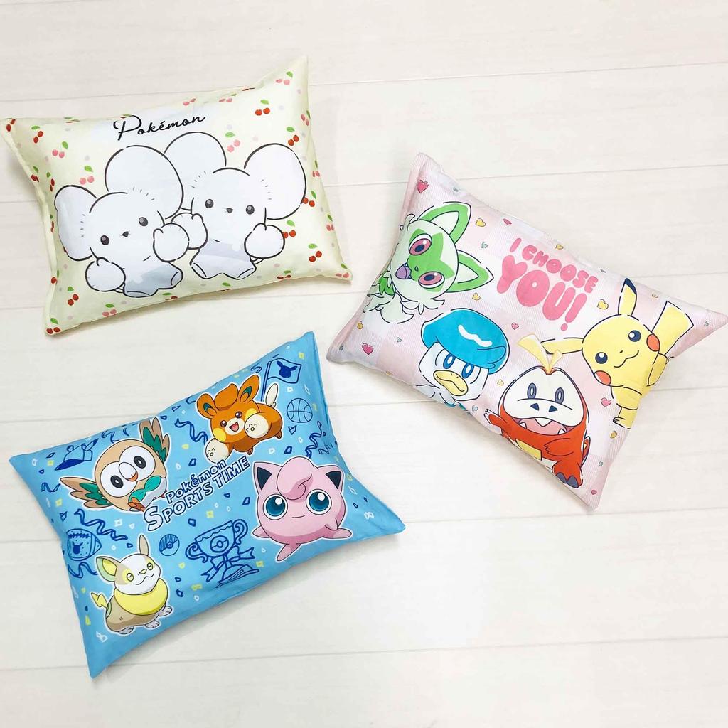 MORIPiLO Pokemon Pikachu and Wacka Cotton Includes Plush Character Morishita Pillows Children's Pillow, Low-Profile, Mouse, Yellow, Approx. 28x39cm,