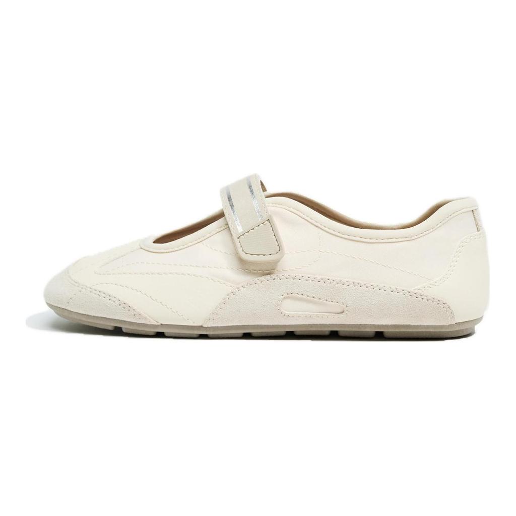ZARA Comfortable Minimalist Color Block Splicing Material Flat Mary Jane Shoes Women shoes Light-Beige 15203510-38