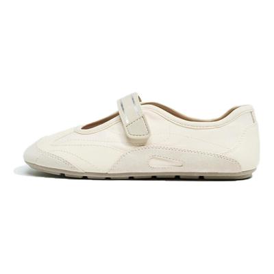 Comfortable Minimalist Color Block Splicing Material Flat Mary Jane Shoes Women Shoes Light-Beige 15203510-38