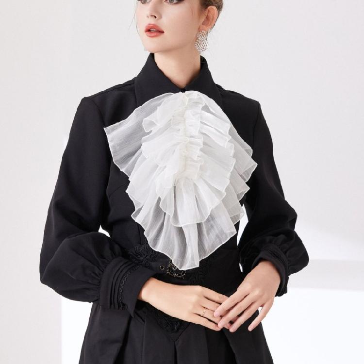 Fashion Jabot Spread Lapel Detachable Layered Flouncing Collar French Design For Dresses Blouses Effortless