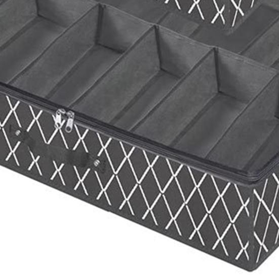 Under Bed Shoe Organizer Smooth Zipper Dustproof Non Woven Fabric 10 Grids Soft Partition Underbed Shoes Container for Sneakers