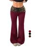 Damen Farbblock Leo-Print Schlag-Yoga-Hose - Schlankmachend, Figurschmeichelnd, Lässig, Lange Sportbekleidung