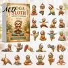 Cute Sloth Pendant Set Advent Calendar, 24Pcs Acrylic 2D Ornament Holiday Collectibles with Vintage Warm-Tone Designs, Christmas Tree Hanging