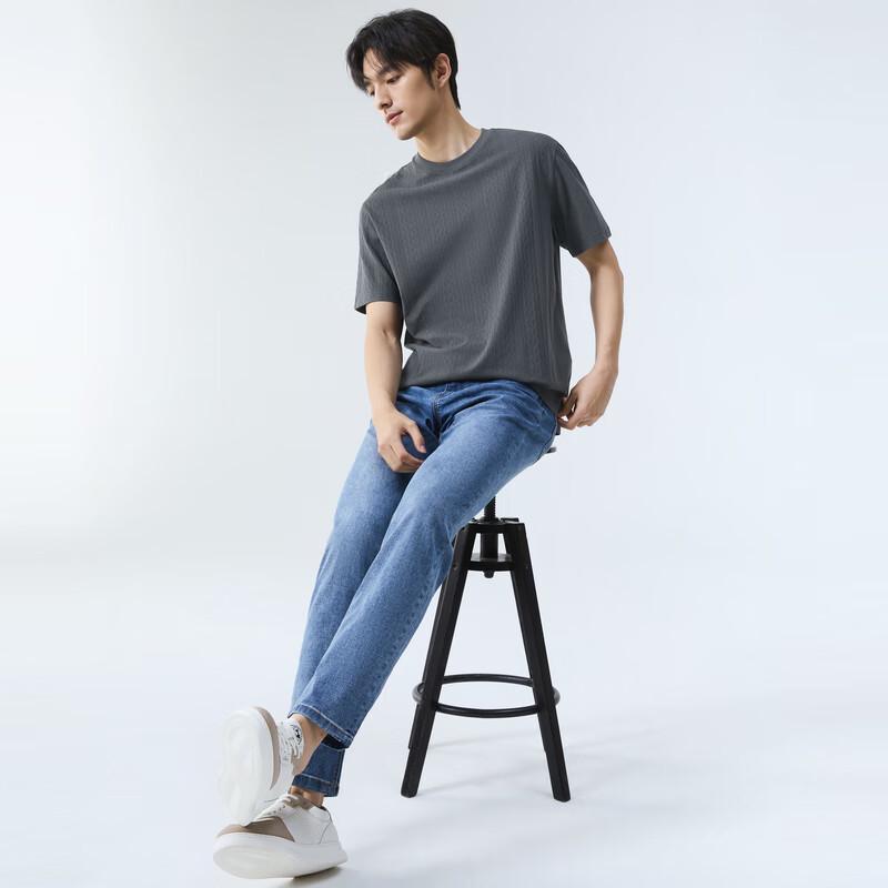 Men's Jacquard Stripe Loose Fit Short Sleeve T-Shirt