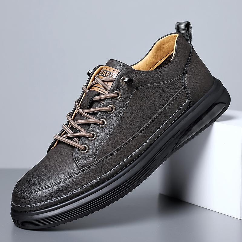 Fashion Black Leather Shoes Plus Size Men Sports Board Shoes Soft Soled Non Slip Autumn Winter Lace-up Flat Business Casual Shoe