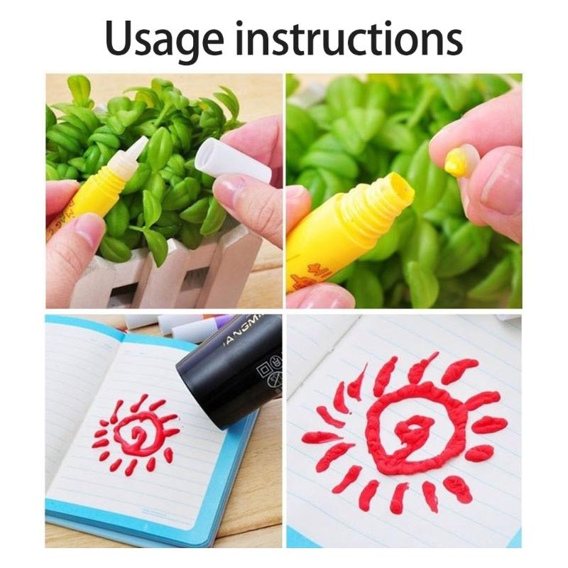 Glow In Dark Foam Painting Pen 6 Vibrant Colors Childrens Art Popcorn Styles Art Pen Safe Plastic Materials Craft Tool