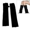 Fashionable Plush Balls Bows Adorned Leg Warmers for Women's Cable Knitted Stretchy Leg Covers Sleeves Calf Socks
