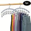 1/2/3PCS Closet Storage Hanger with 10 ClipsHangs 40 Pairs of LeggingsBlack HangerSpace-Saving Hanging Closet Organizer