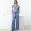 Modal Loose Homewear Set O-neck Tshirts Short Sleeves and Wide Leg Pants Casual Streetwear Suit All Match