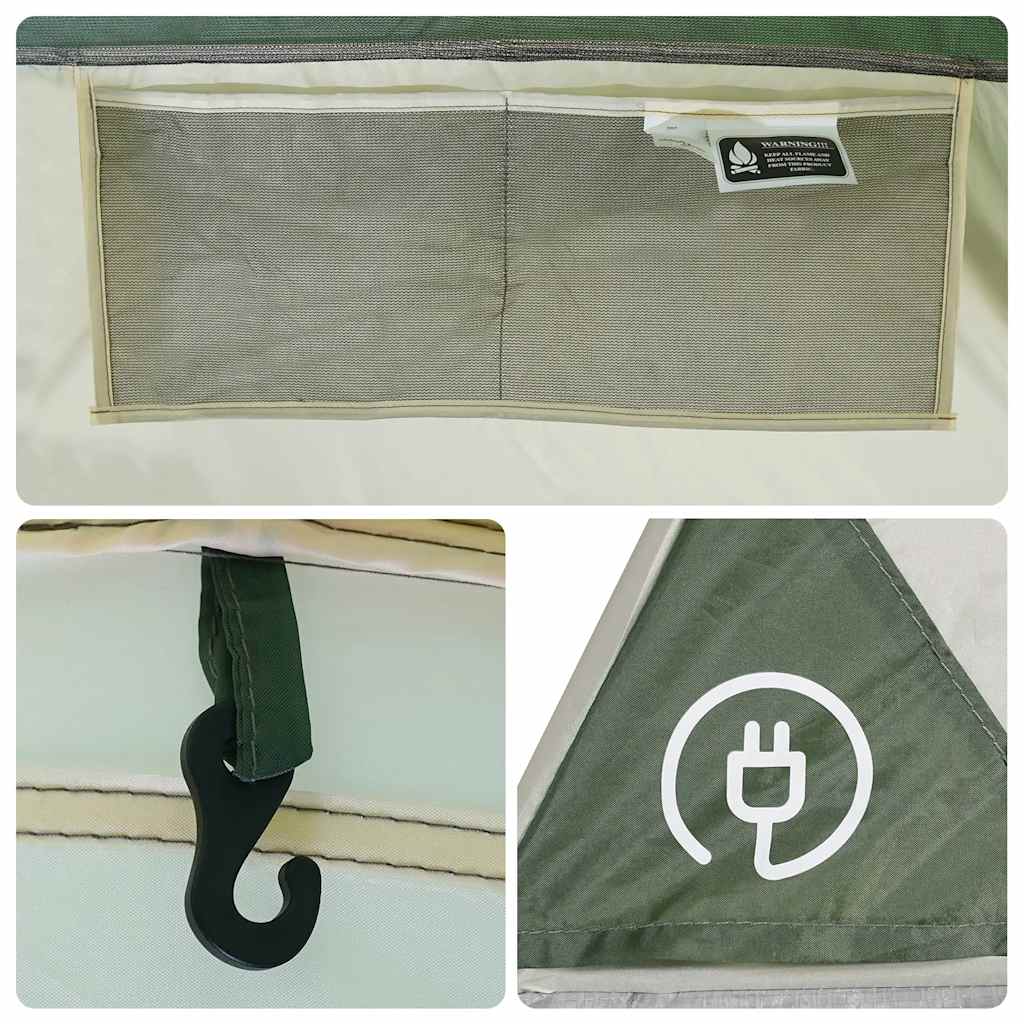 5 Person Camping Tent with Awning Green Waterproof