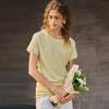 Premium% Linen T-shirt Cool Shirt Women's Summer Refreshing Front Shoulder Short-sleeved Niche Linen Knitted Top