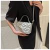 Women's Faux Leather Quilted Stitching Small Square Bag Fashion Magnetic Closure Shoulder Crossbody Purse