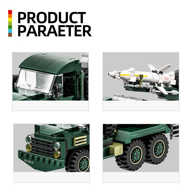 Wange Military Armored Anti-aircraft Missile Transport Vehicle Model Building Block Toy Set Compatible with Bricks Children's Birthday Gift No.4512