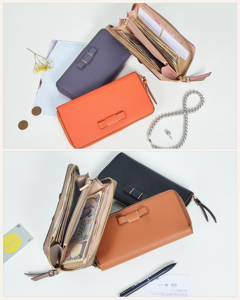 Modiko Women's Long Wallet, Large Capacity, Anti-Skimming, Coin Purse, Card Slots, Soft, Multi-functional, Cute (Green)