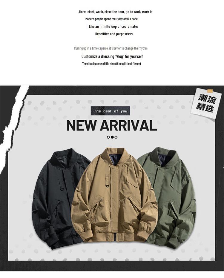 M-8XL Men's American Style Loose Baseball Jacket - Trendy Casual Spring/Autumn Outerwear
