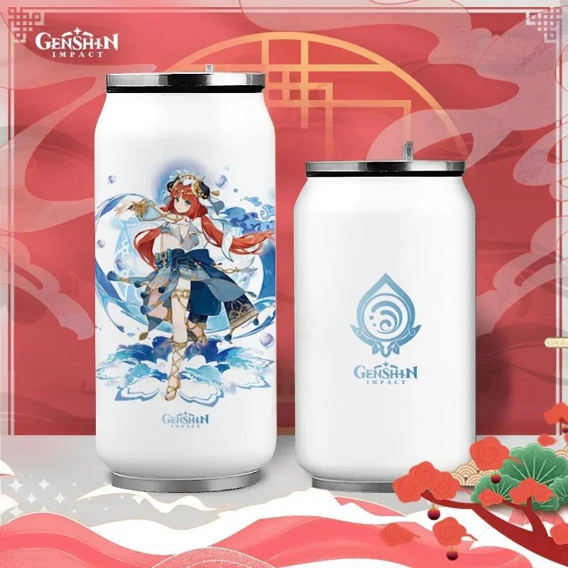Anime Genshin Impact Thermos Bottle Stainless Steel Coffee Mup Zhongli Klee Portable Water Cup Drinking Bottle Thermos Flask