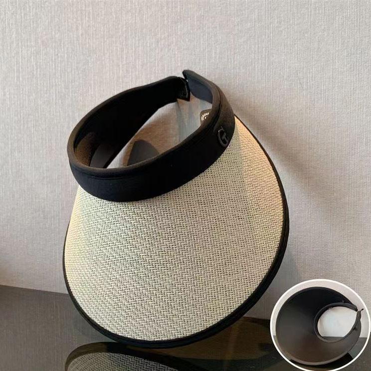 WTEMPO Women's Summer Solid Color Sunscreen Hats Wide Brim Holiday Travel Hollow-out Breathable Empty Top Sun Hats