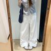 Sky Blue Retro Wide-leg Pants Women's Autumn New High-waisted Loose and Thin Design Casual Straight-leg Pants