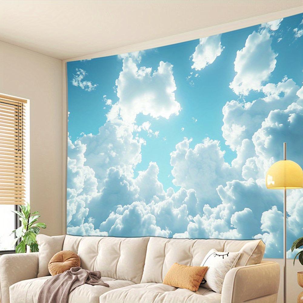 Himmelblå Moln Soliga Moln Landskap Tapestry Väggbonad Heminredning för Vardagsrum Sovrum Sovsal Perfekt Gåva för Högtid