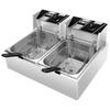 Dual Tank Stainless Steel Electric Deep Fryer - Constant Temp Fryer for Skewers, French Fries, Street Food.