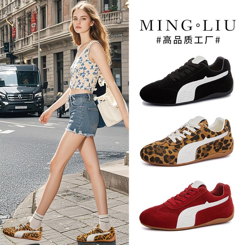 Leather Forrest Gump shoes women's 2025 autumn new flat-soled sports shoes women's casual low-top women's shoes trendy versatile shoes children