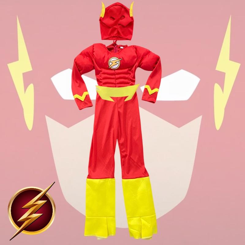 The Movie Flash Muscle Cosplay Costume Set Kids Halloween Party Prop Fans Gifts