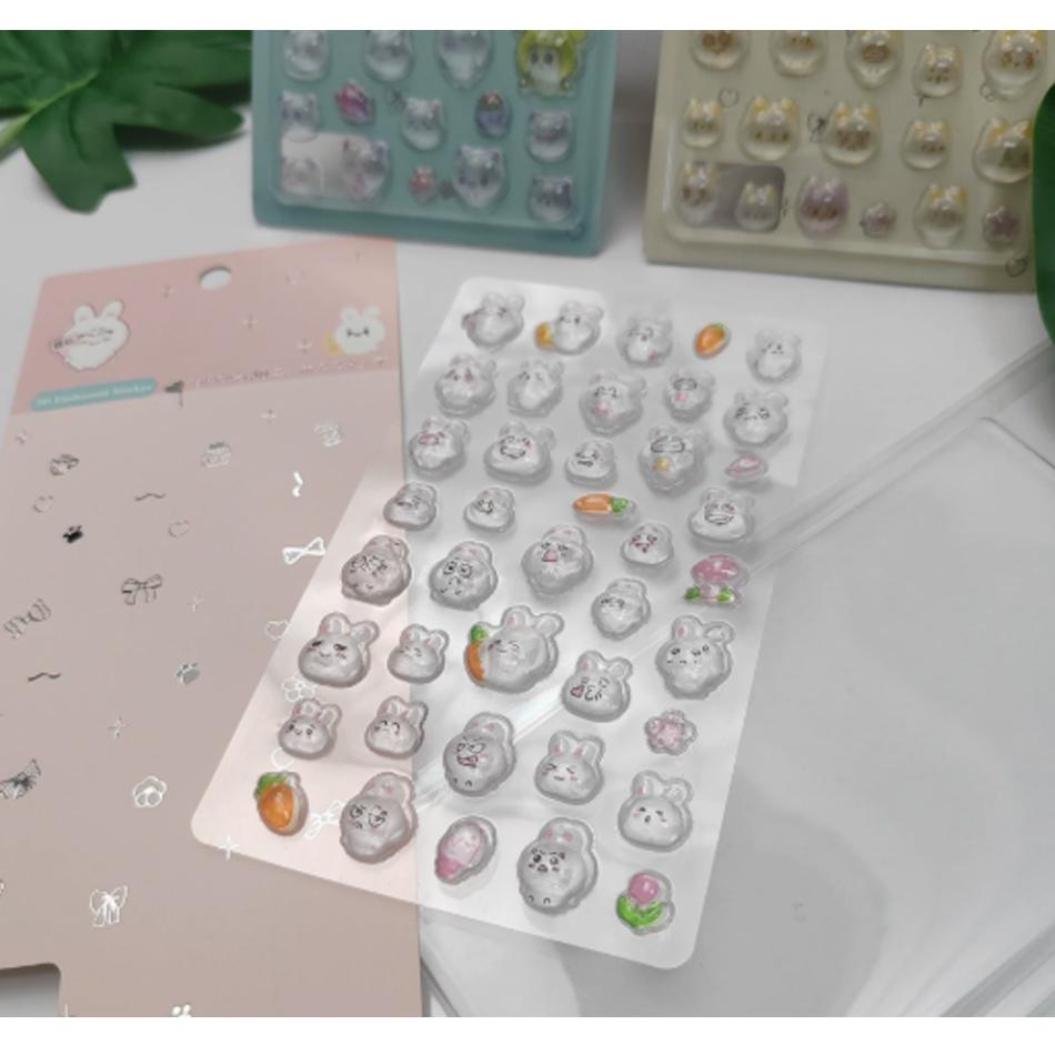 3Djapanese Cute Transparent Crystal Stickers Phone Case Diary Stationery Sticker