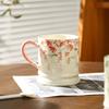 Four Seasons Flowers High Color Value Ceramic Mug Ceramic Household Coffee Mug Couple Cup Drinking Cup 2025 New Household
