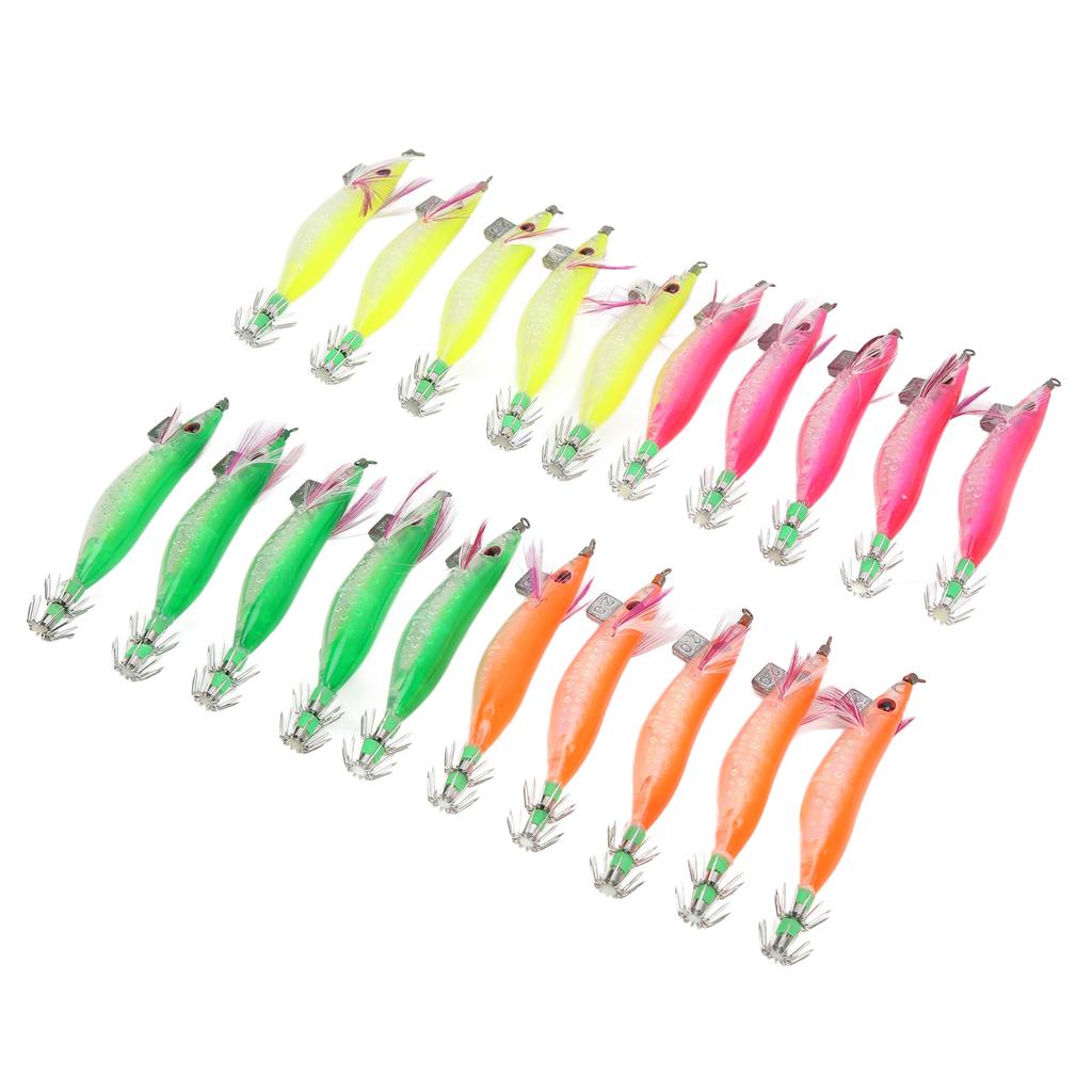 20Pcs Shrimp Bait Luminous Wood Shrimp Lure Artificial Fishing Lure Fishing Tackle Accessory for River Ocean