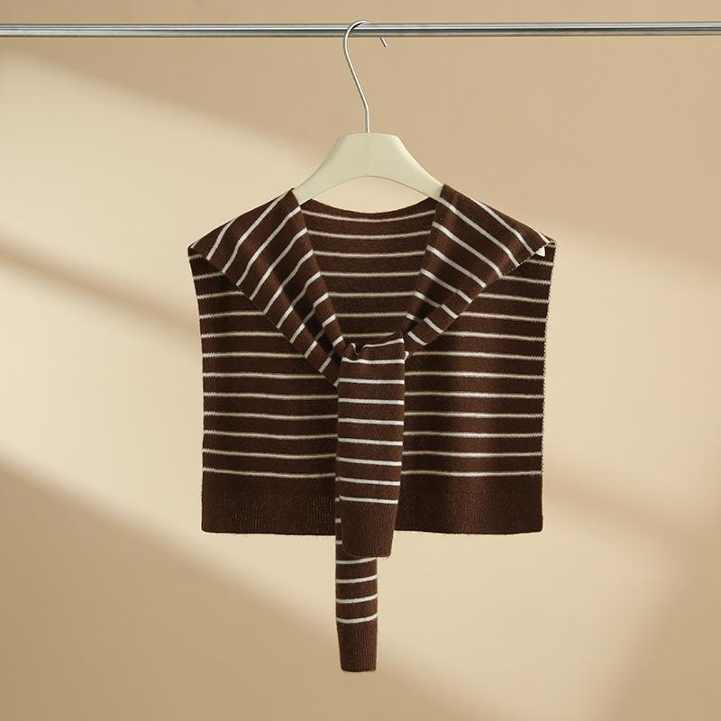 

Вязаный кашемировый шарф-шаль с тонким защитным воротником для шеи, полосатая рубашечная шаль average size