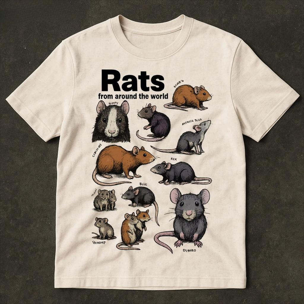 Crazy Rats Vintage 90s T-Shirt Retro Medieval Rat Tshirt Cursed Cat Funny Meme Shirt Ironic Shirt Y2k Shirt Breathable Tops