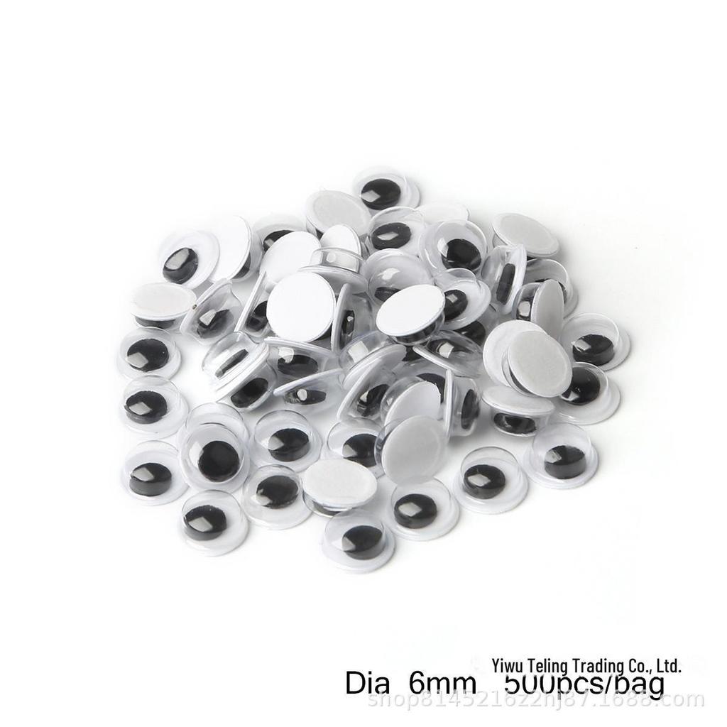 Pre-made DIY Toy Animal Accessories: Adhesive Black and White Moving Eyes for Kids