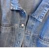 Korean Style 2025 Loose Mid-Length Denim Jacket with Large Pockets for Women Students