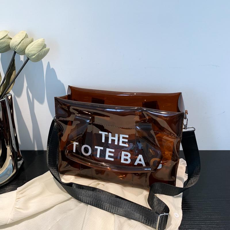 Premium Large Clear TPU Tote Bag With Vegan Leather Straps - Transparent Shoulder Bag