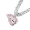 European & American Hip Hop Colored Diamond Biting Lips Pendant Necklace - Creative Cuban Chain Collection